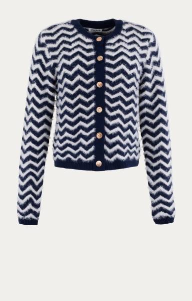 ANNA BLUE B81-10-TweedyZigzag Vest