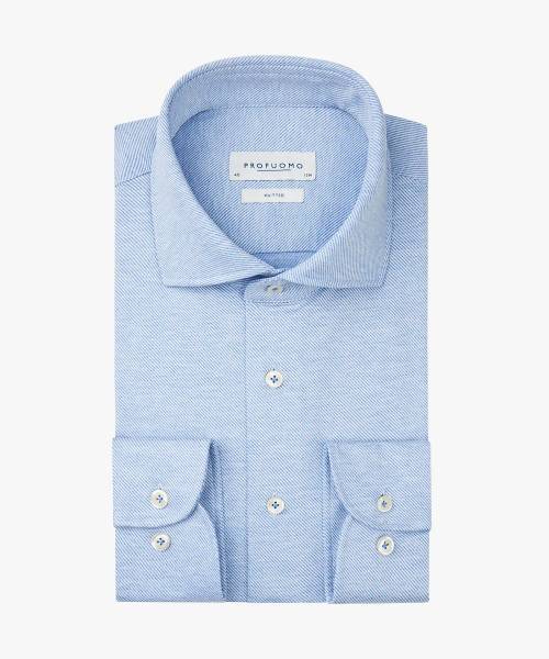 PROFUOMO BLAUW TWILL JERSEY SHIRT PPVH30011B