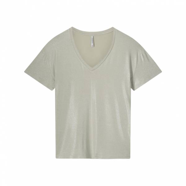 SUMMUM 3s4887-30545 V-neck top Metallic Coated Jersey