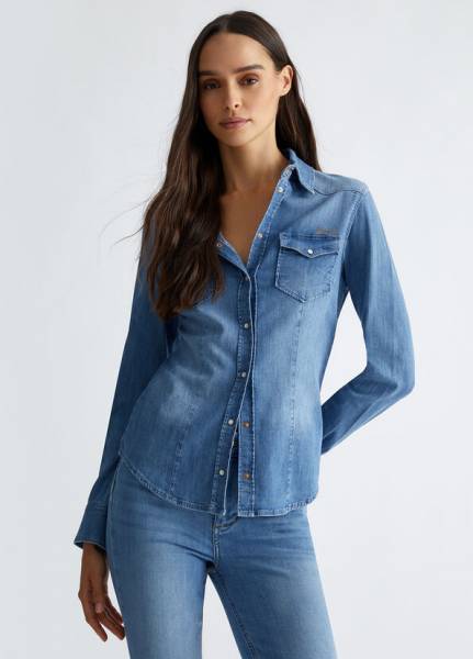 LIU JO UXX046D4051 Camicia m/l Cover - Blue denim