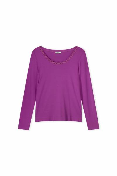 KYRA Manou-w24 round neck lace top long sleeve