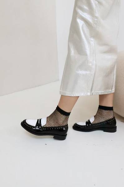 Babouche Loafer Ariana-12-Black/White